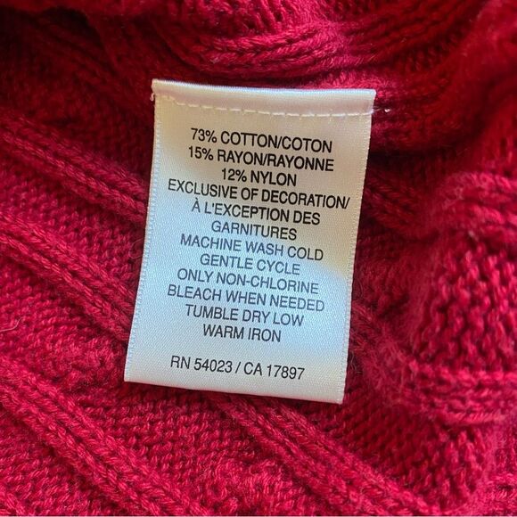 Old Navy Perfect Fit V-Neck Cable Knit Sweater Women's Size M Red Hooded Pockets - Picture 14 of 14